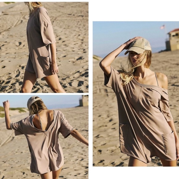 FP Movement by Free People Pants - NWOT FREE PEOPLE HOT SHOT TEE ROMPER MOCHA LATTE XS